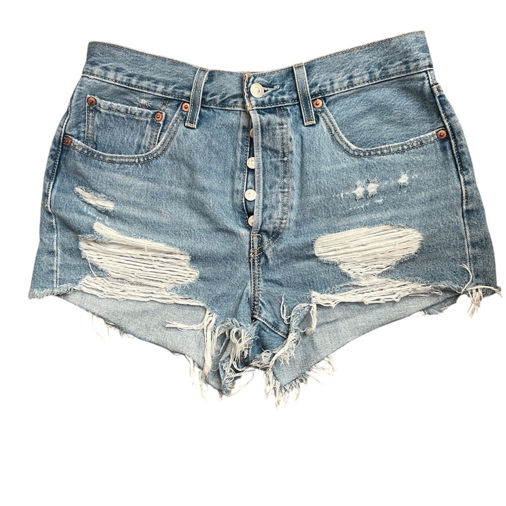 Levi's Blue Distressed Jean Shorts
